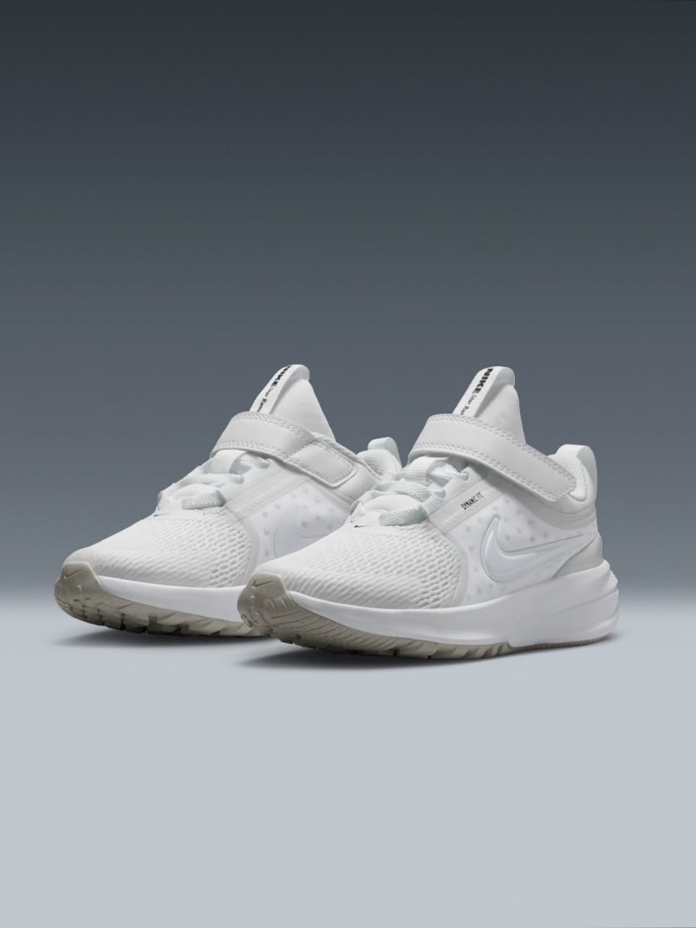 Nike Kids White Dynamic Fit Sneaker with Hook-and-Loop Strap